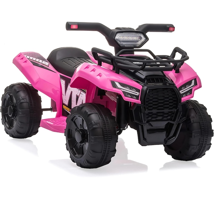 Promerco® elektromos ATV gyerekeknek, rózsaszín modell 6V-os újratölthető akkumulátorral, modern dizájn, strapabíró kerekek a stabilitásért, intuitív vezérlés és 2 km/h, 1-3 éves gyermekek számára alkalmas, ideális bel- és kültéri túrákhoz, fejleszt