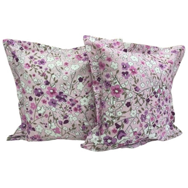 Set doua huse de perna, culoare roz, din colectia "Taifun de flori by Liz Line", 40X40cm din bumbac - SP40/40278