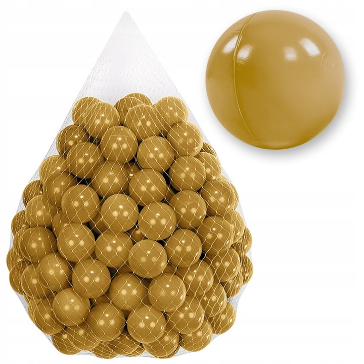 Mingi Plastice Tuppi pentru Piscina Uscata, Set 50x, Auriu, 7cm