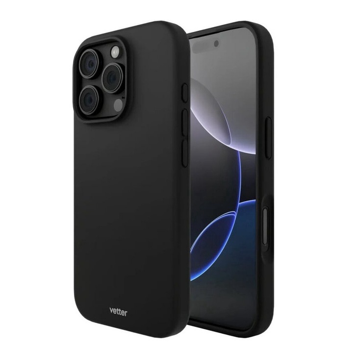 iPhone 16 Pro tok, Vetter, Clip-on Soft Touch Silk sorozat, MagSafe kompatibilis, fekete