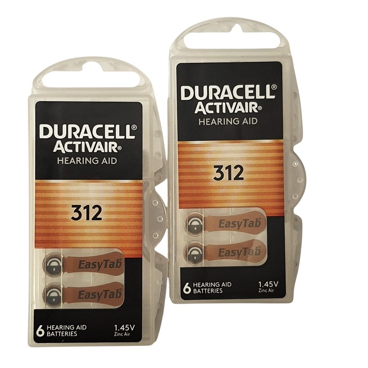 2 Seturi baterii pentru aparate auditive, model 312, PR41, 1.45V, Duracell