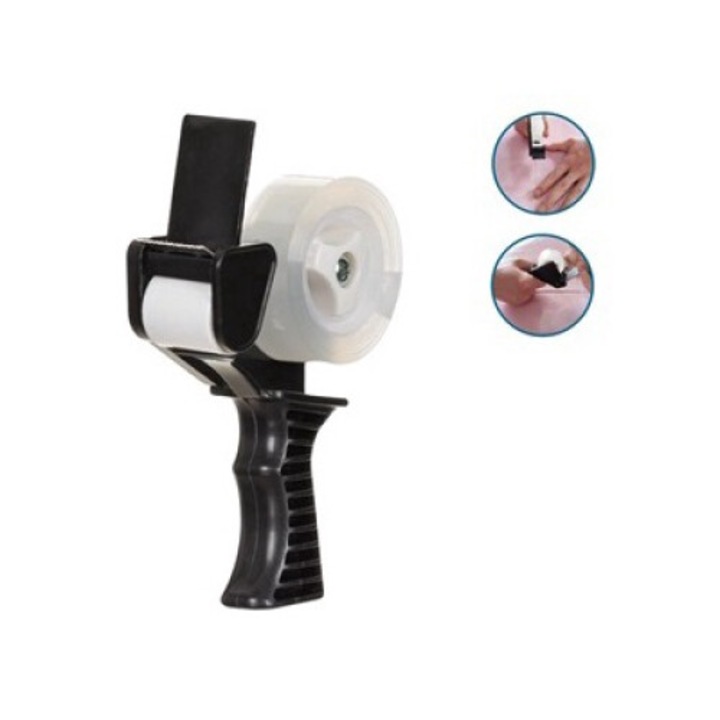 Черен държач за тиксо с тиксо 25m x 18mm