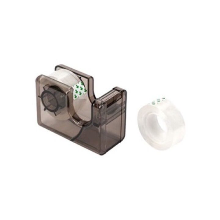 Черен пластмасов държач с 2 залепващи ленти 20m x 18mm