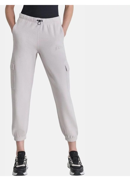 Pantaloni dama, DKNY, standard, bej, material moale, XS INTL