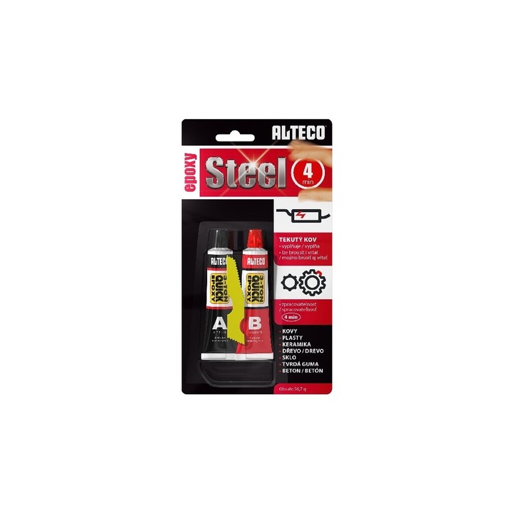 Adeziv epoxidic ALTECO Epoxy Steel, 4 minute, 56,7g, umplutură metallică