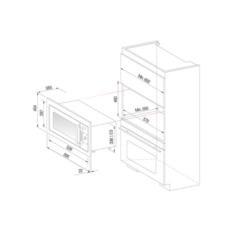 Pachet cuptor microunde incorporabil Daewoo KOC-9Q4T, 28 l, 900 W, Control digital, Curatare cu aburi, Convectie, Gratar, Inox + kit instalare KIT-9Q40
