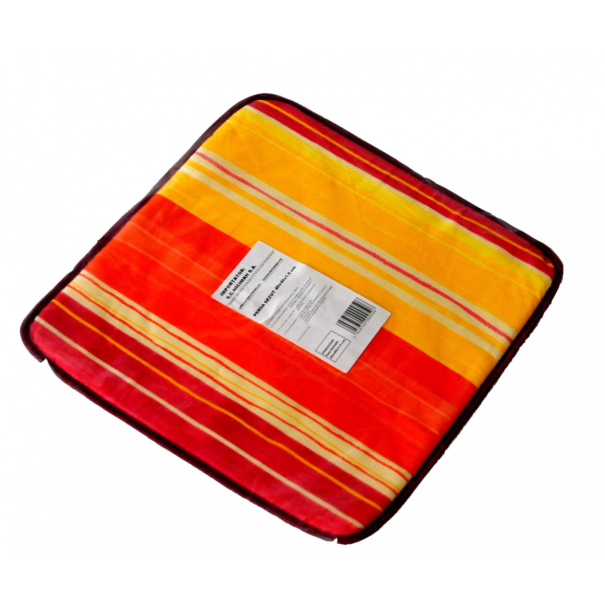 Saltea sezut 40x40x1,5 cm, material textil galben, portocaliu, mov, rosu