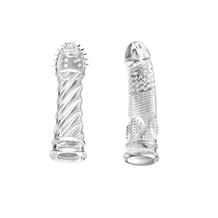 Комплект оребрени презервативи, 2 броя, латекс, без мирис, стандартен размер