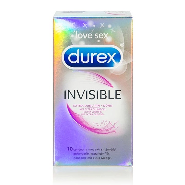 Prezervative subtiri, Durex 10 bucati, transparente, 52mm