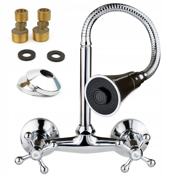 Baterie Chiuveta Baie, Fontes, Flex, 400135, Pivotanta, Dublu comanda, Cromat, Pipa inalta, Ajustabil, Argintiu