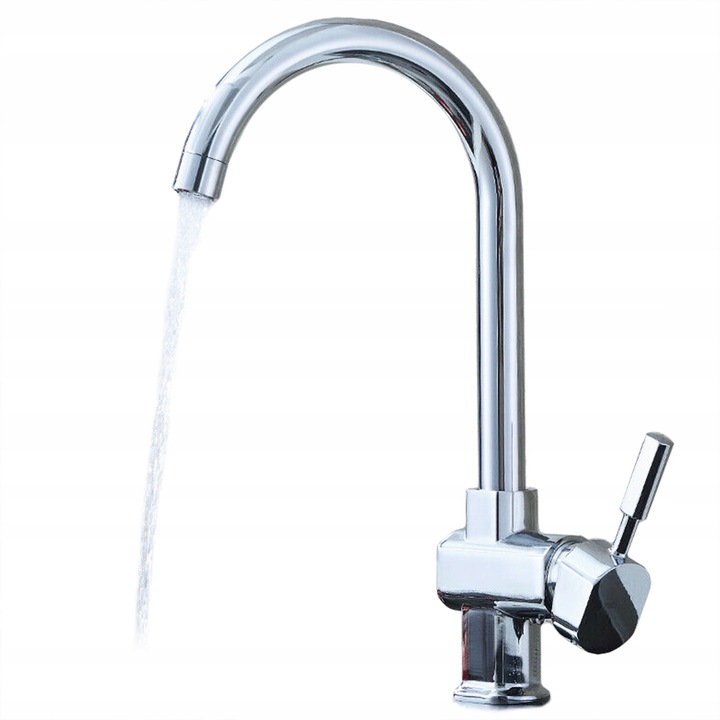 Konyhai mosogató csaptelep, Fontes, 6001053, Forgatható, Egykaros, Króm, Magas kifolyó, Állítható, Ezüst