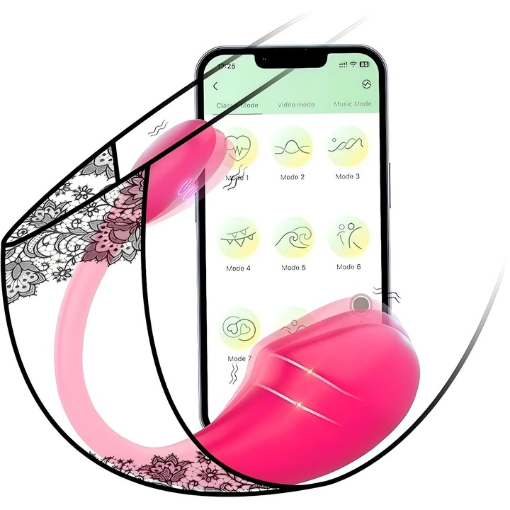 Vibrator LovePlay, JFYU® cu 9 Moduri Diferite, Control de la Distanta Prin Aplicatie cu Functie de Personalizare Vibratii, Reincarcabil si Rezistent la apa Design Discret, Ultra-silentios, Din Silicon, Roz