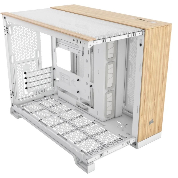 Компютърна кутия CORSAIR 2500X Mid-Tower, White/Bamboo