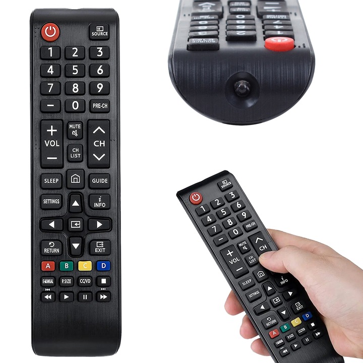 Telecomanda universala pentru TV, HANGZHOU, 17,5x4,5x2,3cm, neagra, fara programare necesara