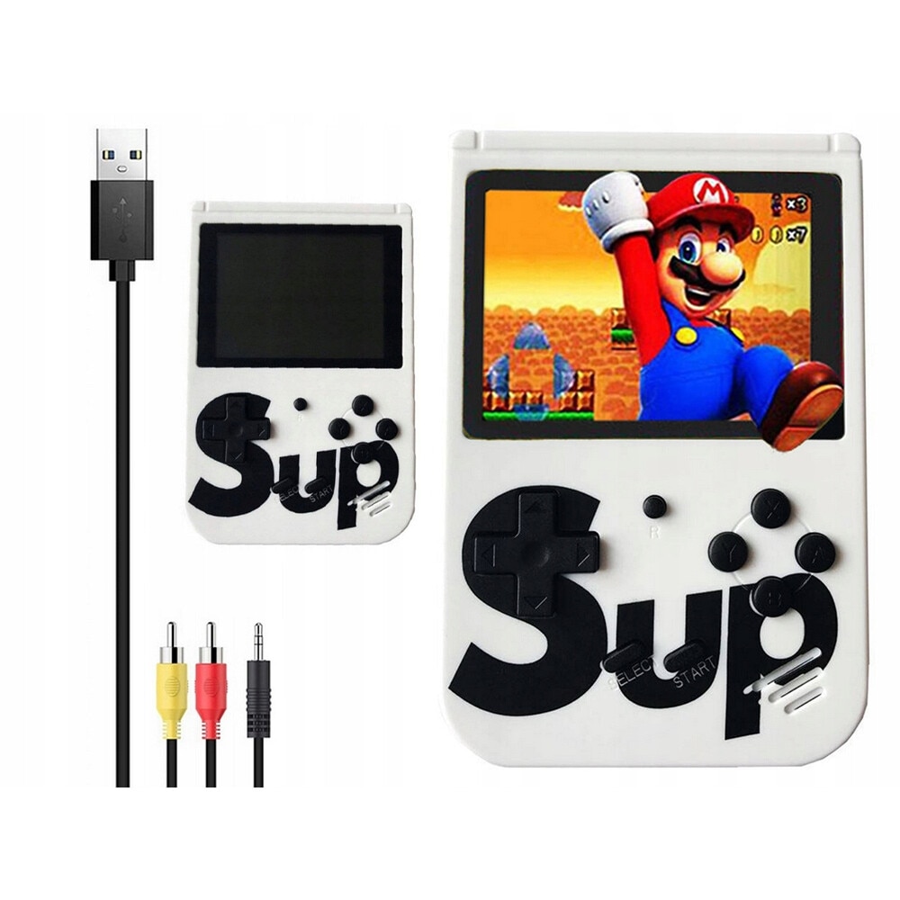 Mini consola retro, 400 jocuri, alb, 3 inch, set complet