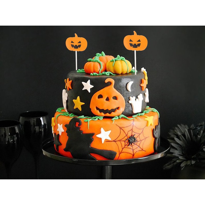 Halloween dekorációs patyolatok tortára és muffinra, 5 darabos készlet