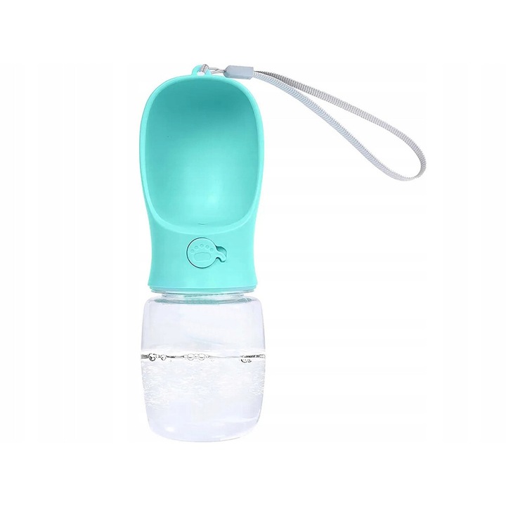 Sticla de apa, pentru caini cu bol, 380ml