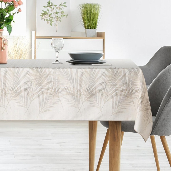 Fete de masa Ines, 145x350cm, bej, 40% poliester, 41% bumbac, 19% in