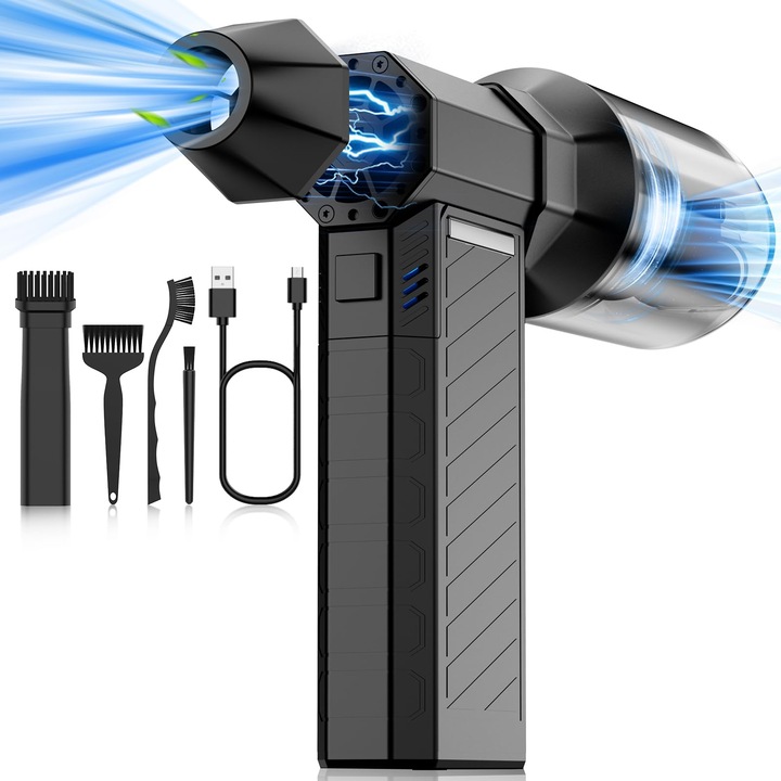 Почистващ препарат за клавиатура със сгъстен въздух, WALALLA, 300000 об/мин, акумулаторен, 6000 mAh, 3 режима