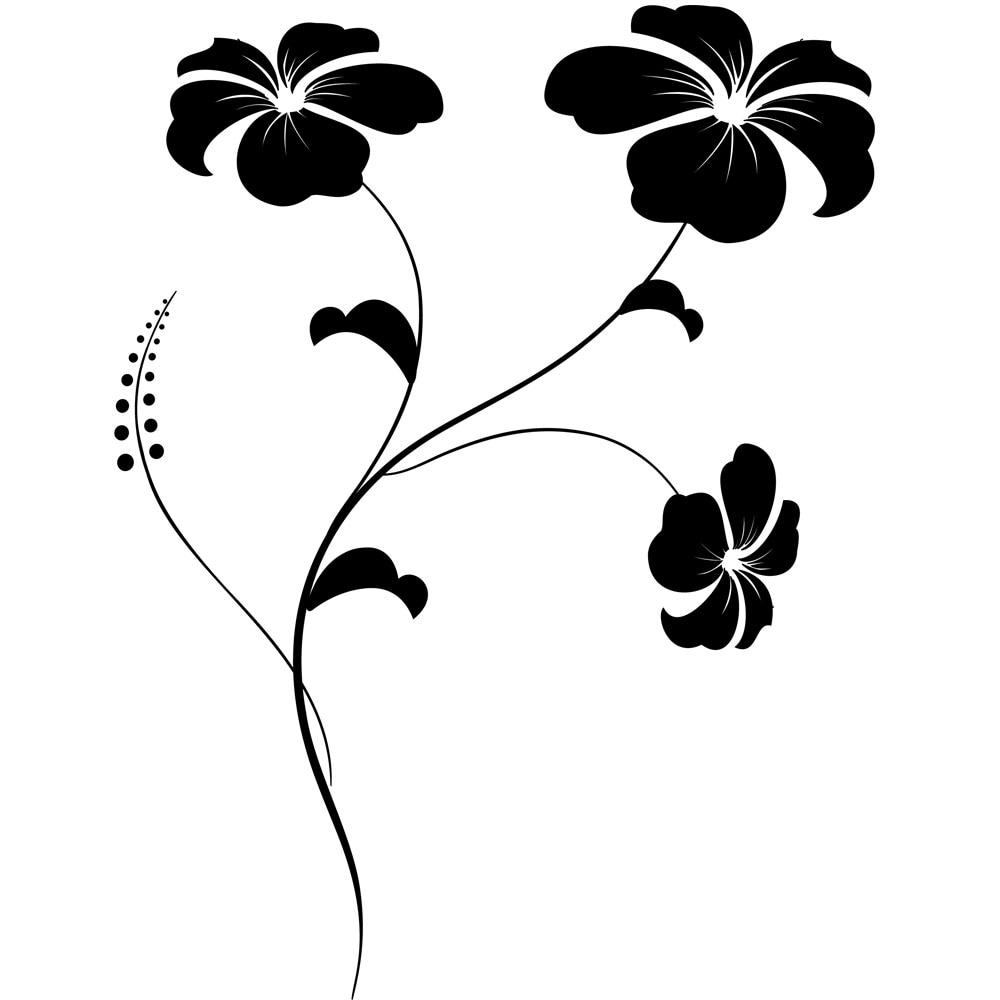 Sticker decorativ Floare la Ureche - Negru 91x119 cm - BeeStick