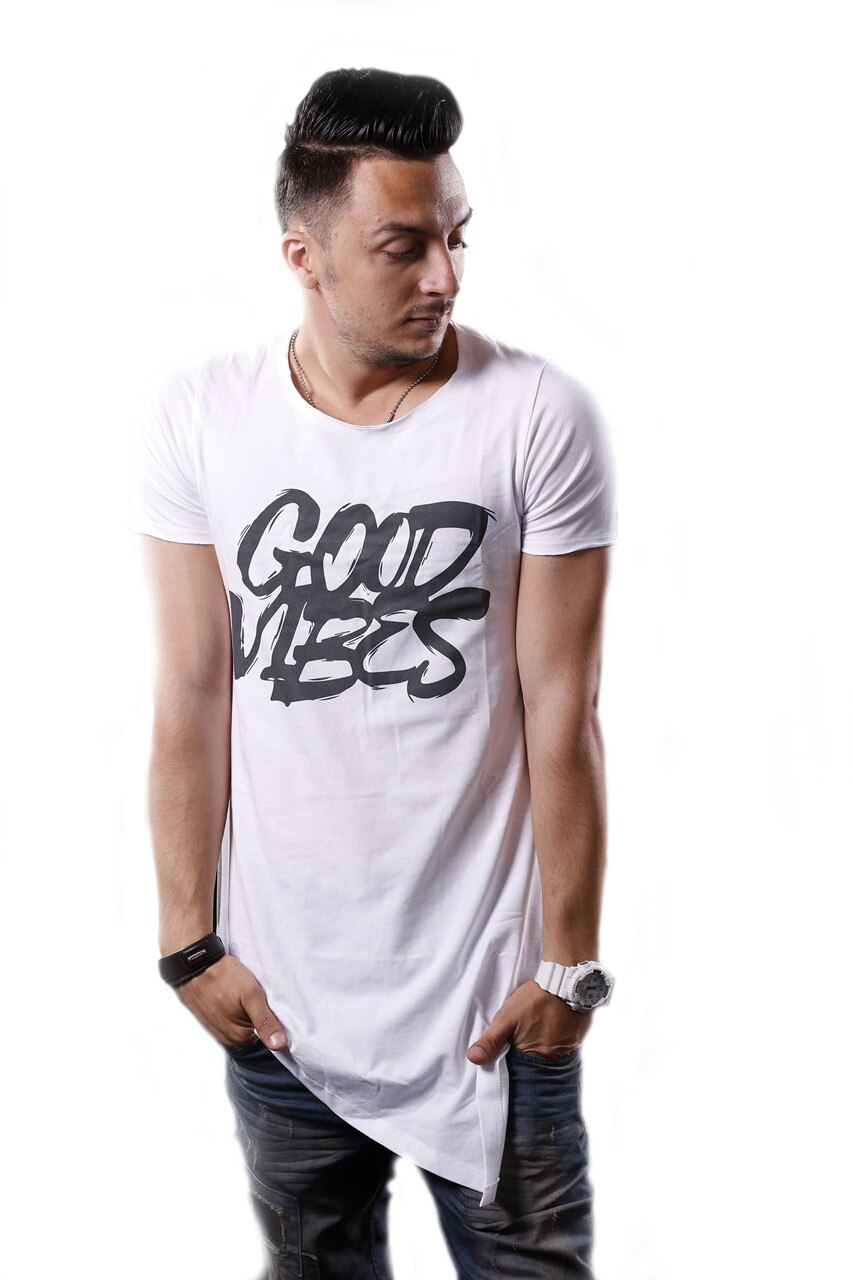 Tricou Good Vibes, Alb, Alb
