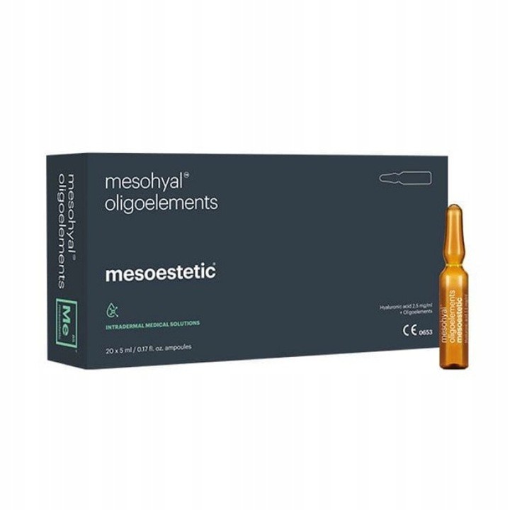 Ser mezoterapie pentru ten, Mesoestetic, Oligoelemente, 20 x 5ml, zinc, acid hialuronic