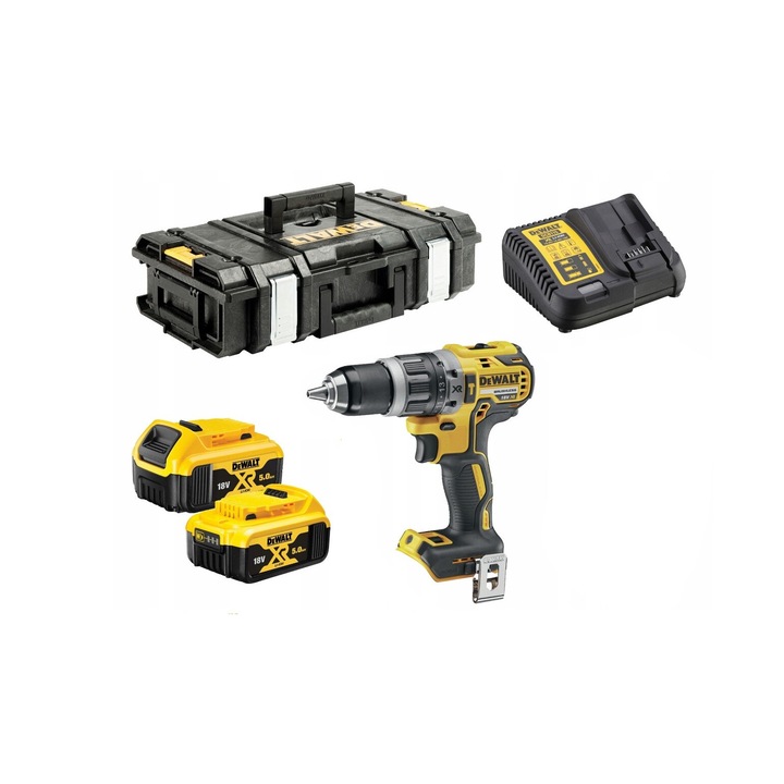 Акумулаторна бормашина и винтоверт DeWALT, 2 батерии 5Ah, 18V, комплект с куфар DS150