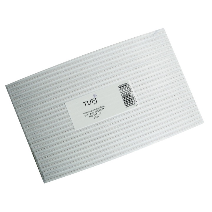 Комплект 25 пили за нокти TUFI PROFI 180/240 бели 17,8 см