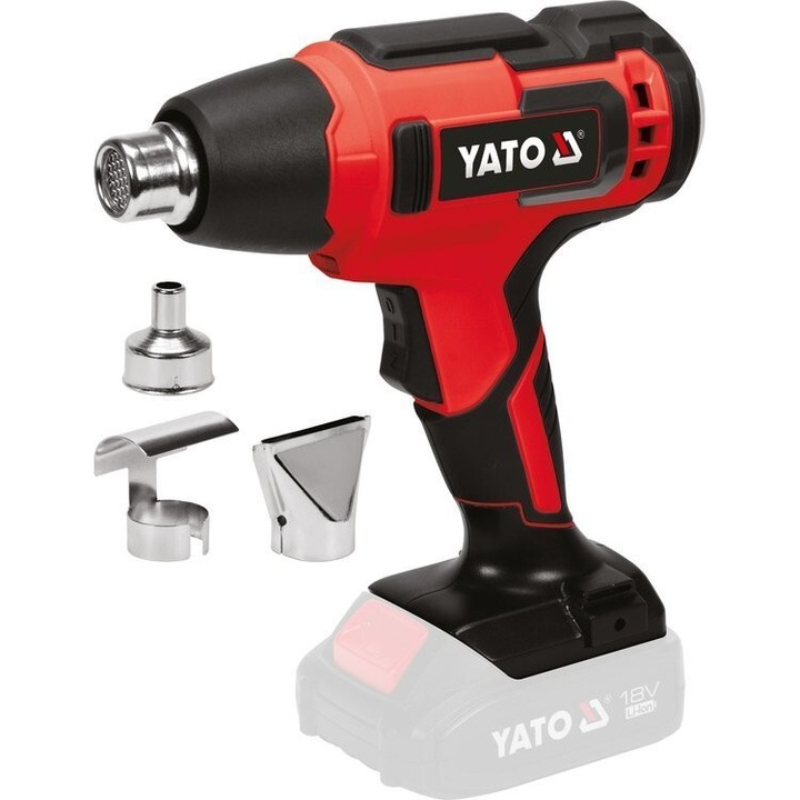 Pistol de aer cald Yato YT-82285, 18V, 550°C, 2 trepte, cu duze incluse, fara acumulator, negru/portocaliu, 1 buc