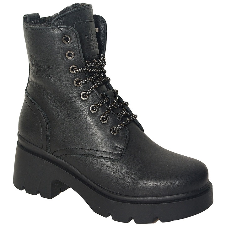 Botine dama Panama Jack, Porty B1, piele naturala, negru, 39 EU