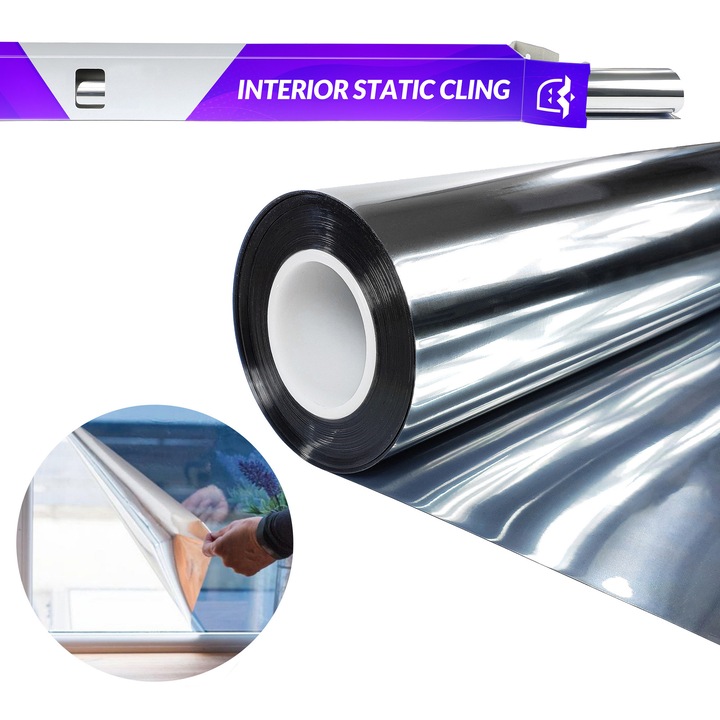 Folie autocolanta, oglinda venetiana, interior, statica, 152 x 50 cm, DecoMeister®, Model Argintiu, K012-152-0050