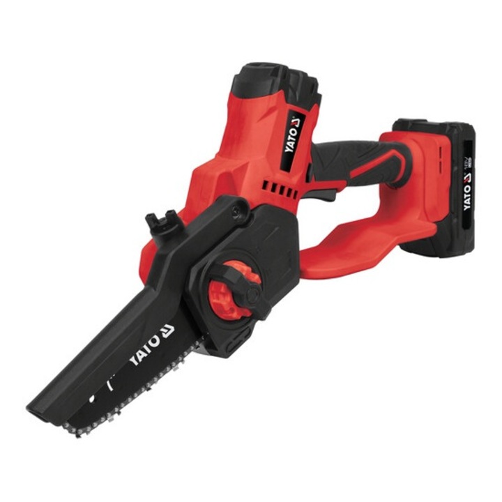 Láncfűrész 7", 18V, 2Ah, Yato, kefe nélküli motor, tömeg 1,58 kg