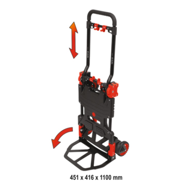 Carucior pliabil 2 in 1 Yato, capacitate 137 kg, dimensiuni 77,7x45,1x92cm
