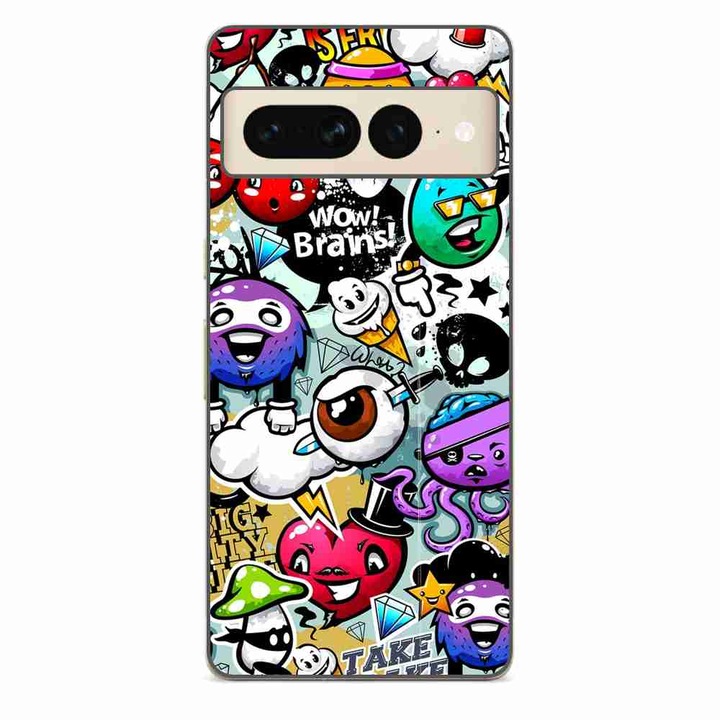 Калъф, съвместим с Google Pixel 8 Pro Silicone Gel Tpu Pattern Pop Art Graffiti