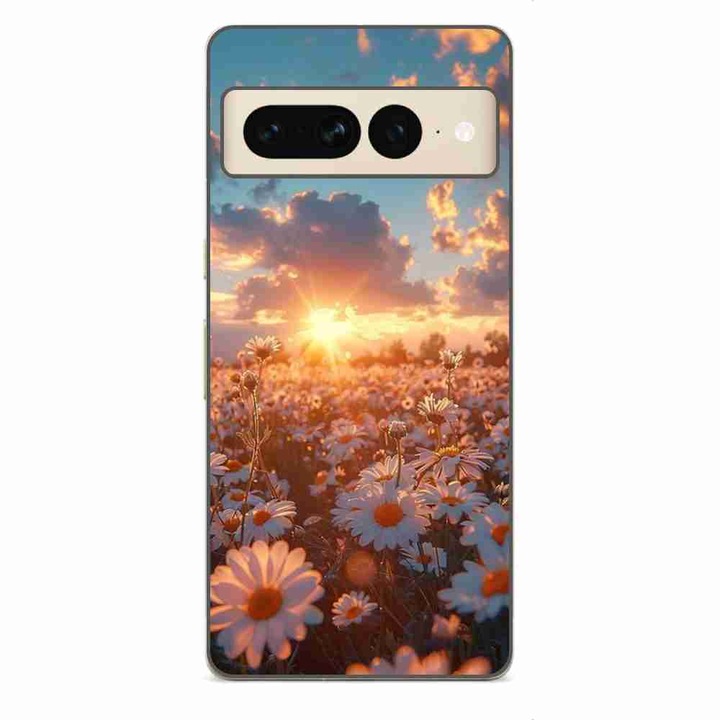 Husa compatibila cu Google Pixel 7 Pro Silicon Gel Tpu Model Rasarit cu Flori