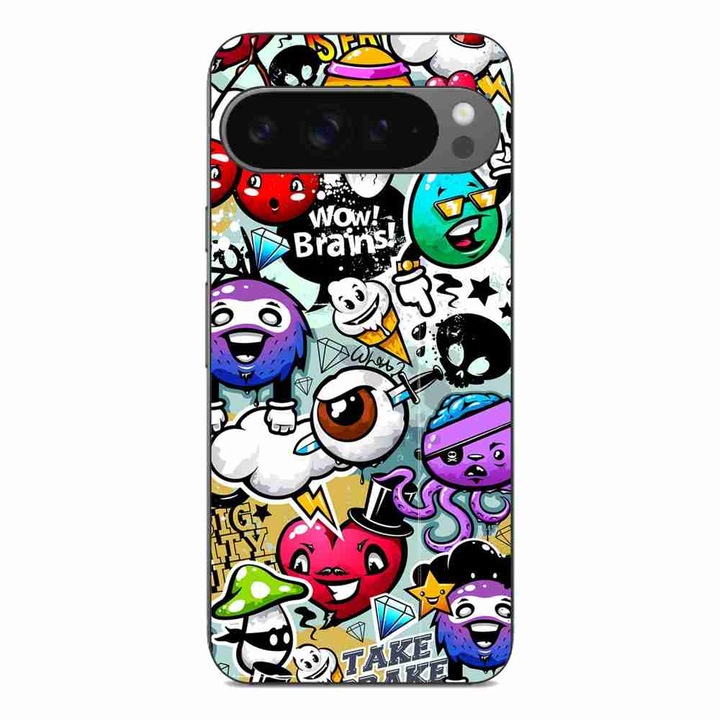 Калъф, съвместим с Google Pixel 9 Pro XL Silicone Gel Tpu Pattern Pop Art Graffiti