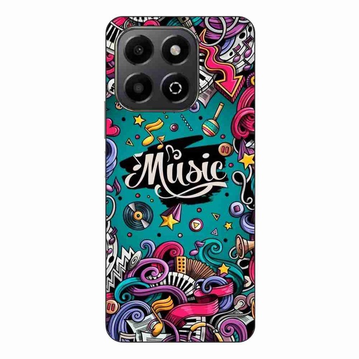 Калъф, съвместим с Honor X6b Silicone Gel Tpu Pattern Pop Art Music