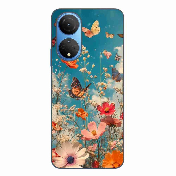 Husa compatibila cu Honor X7 Silicon Gel Tpu Model Flori si Fluturi