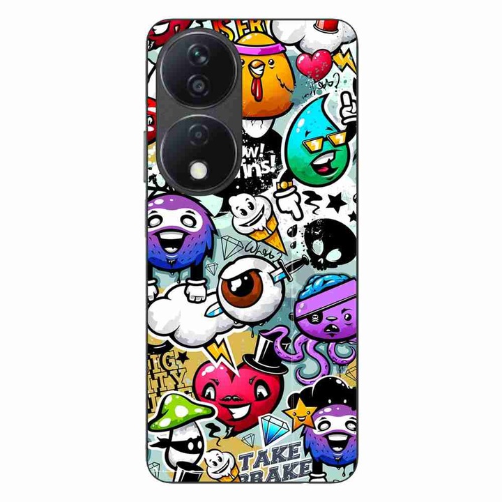 Husa compatibila cu Honor X7b Silicon Gel Tpu Model Pop Art Graffiti