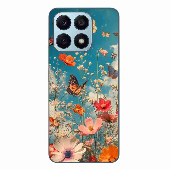 Husa compatibila cu Honor X8a Silicon Gel Tpu Model Flori si Fluturi
