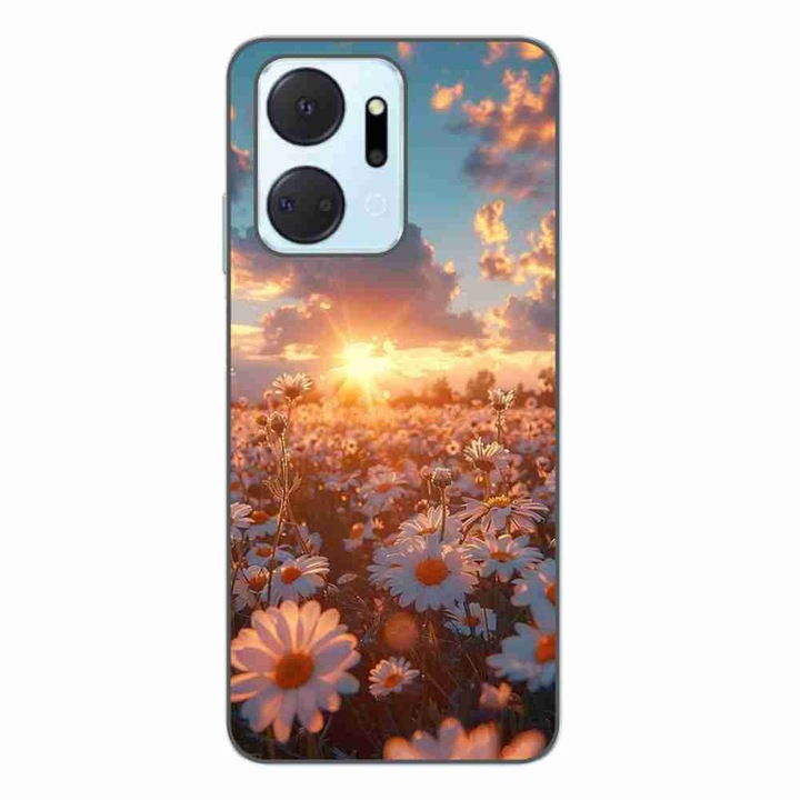 Husa compatibila cu Honor X7a Silicon Gel Tpu Model Rasarit cu Flori