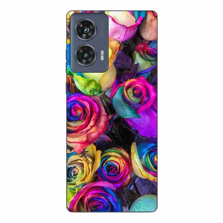 Калъф, съвместим с Motorola Edge 50 Fusion Silicone Gel Tpu Colorful Roses Pattern
