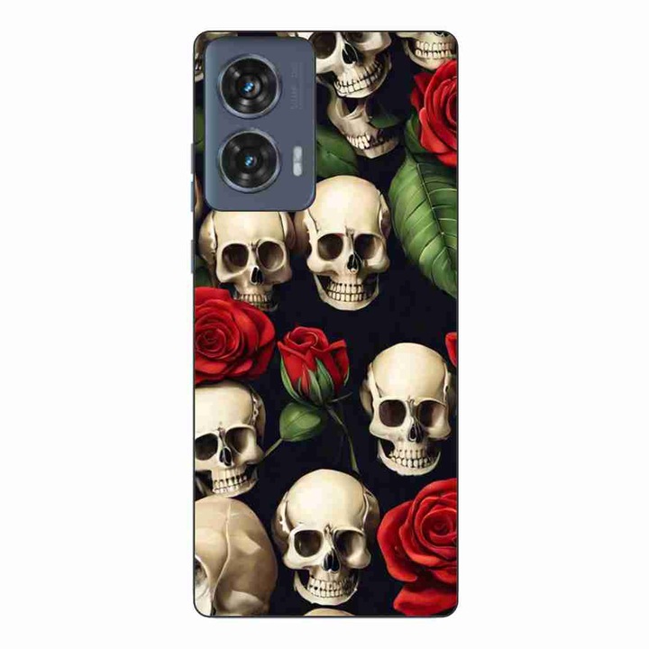 Husa compatibila cu Motorola Edge 50 Fusion Silicon Gel Tpu Model Skulls and Roses