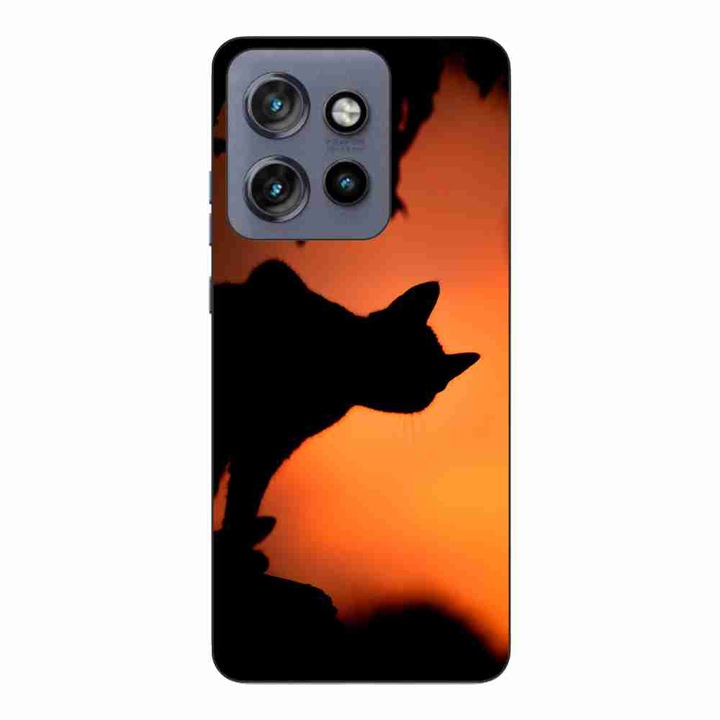 Husa compatibila cu Motorola Edge 50 Neo Silicon Gel Tpu Model Halloween Pisica Neagra
