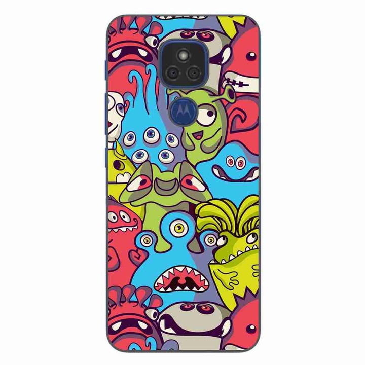 Husa compatibila cu Motorola Moto E7 Plus Silicon Gel Tpu Model Squishi Monsters