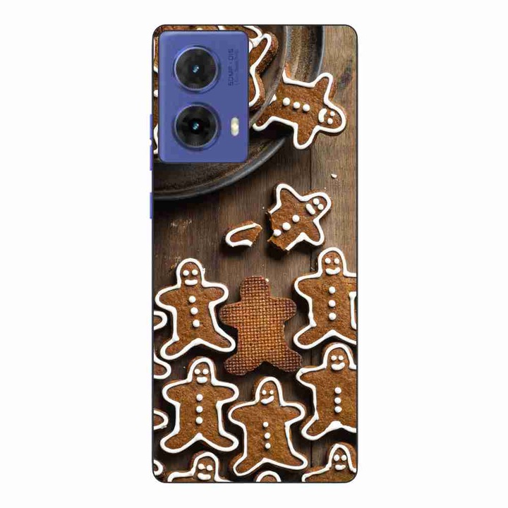 Калъф, съвместим с Motorola Moto G85 Silicone Gel Tpu Christmas Gingerbread Pattern