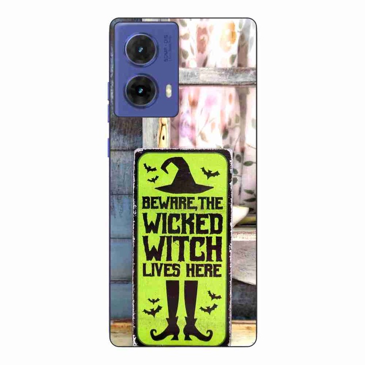 Калъф, съвместим с Motorola Moto G85 Silicone Gel Tpu Pattern Halloween Wicked Witch Lives Here