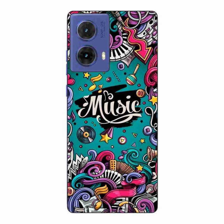 Калъф, съвместим с Motorola Moto G85 Silicone Gel Tpu Pattern Pop Art Music