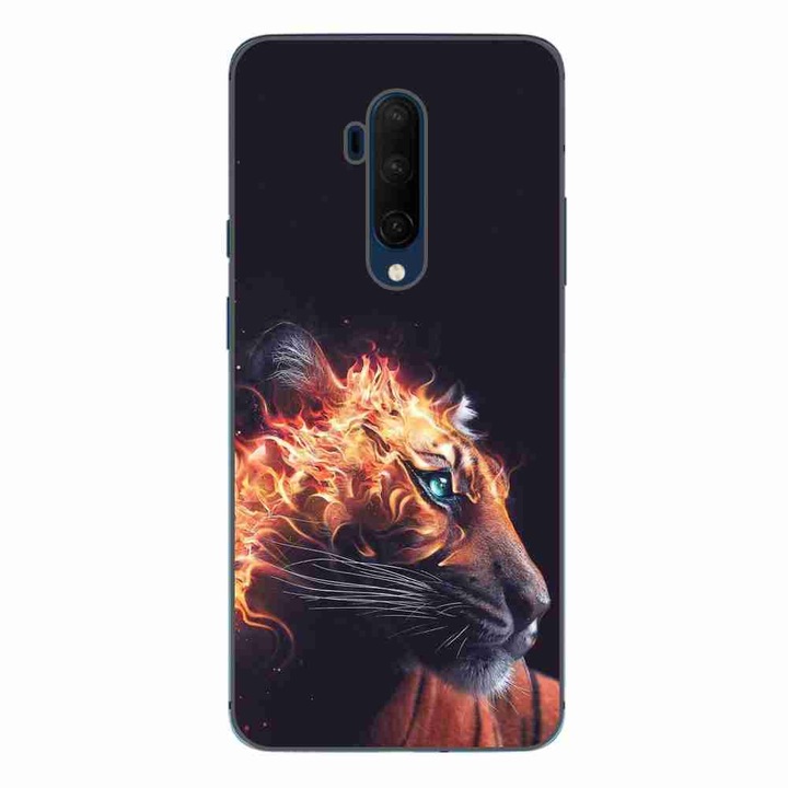 Кейс, съвместим с OnePlus 7T Pro Silicon Gel Tpu Model Flameborn Tiger