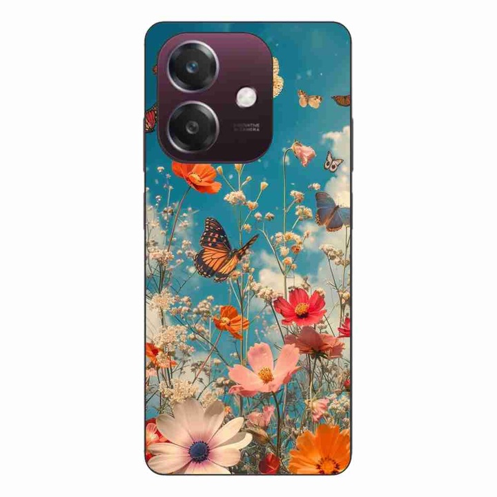 Husa compatibila cu Oppo A40 Silicon Gel Tpu Model Flori si Fluturi